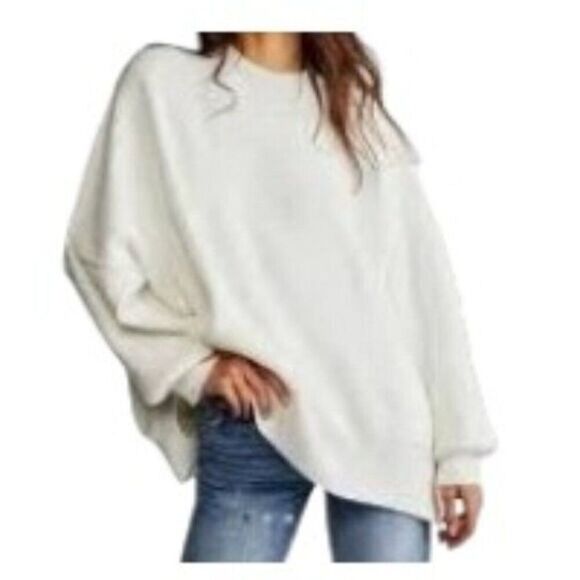 Free People Ribbed Tunic Sweater Optic White Small NWT - Picture 1 of 2